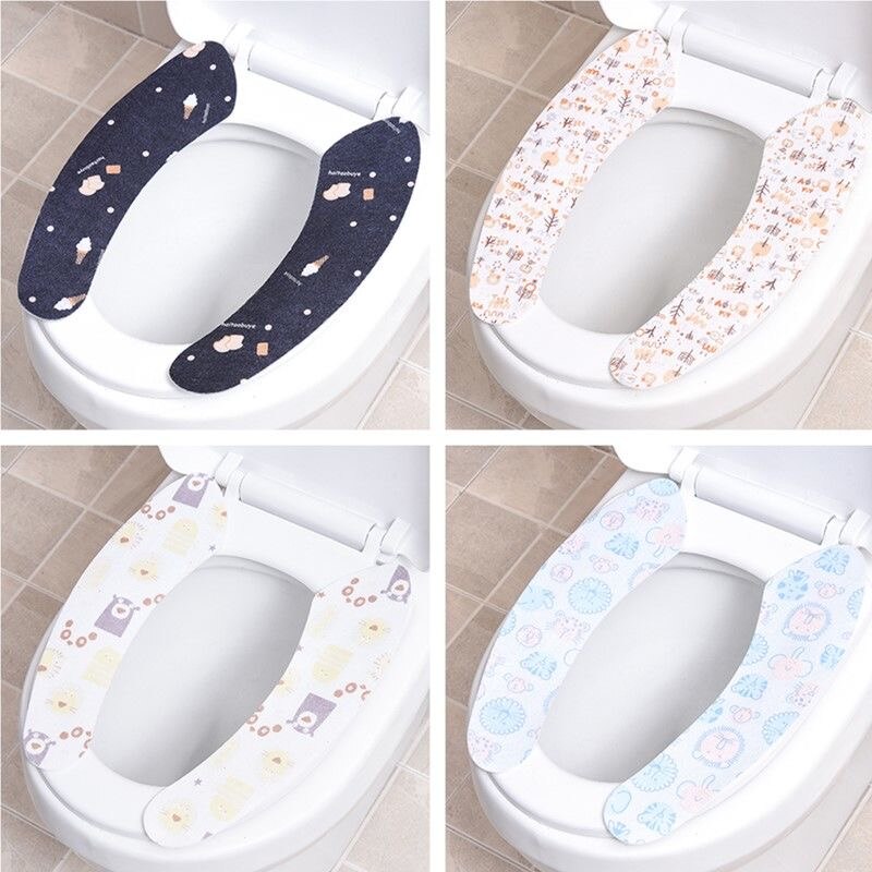 Housse De Siège De Toilette Tapis De Coussin De Toilette Rétractable Coussinets De Siège De Toilette Lavables Doux Housse Toilette Chauffante Lavable Adaptés à La Plupart Des Toilettes De Type 4 Pcs