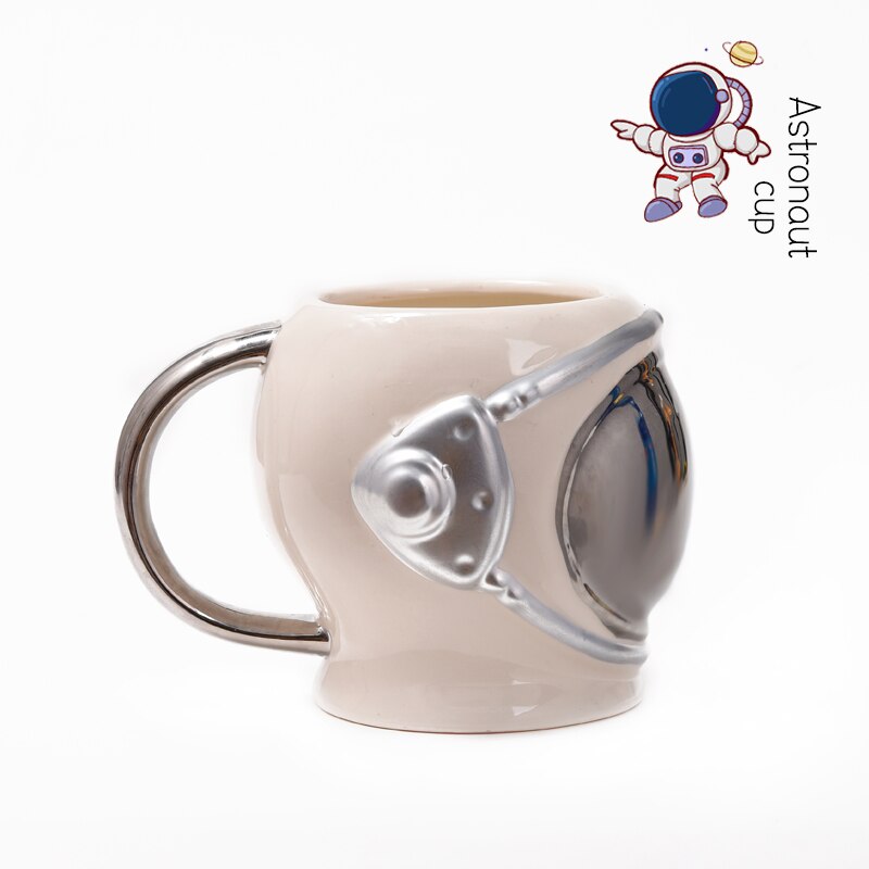 Astronaut Helmet 3D Porcelain Mugs With Handgrip Spaceman tumbler Ceramic Coffee Mugs Office Office Home Tea Cups