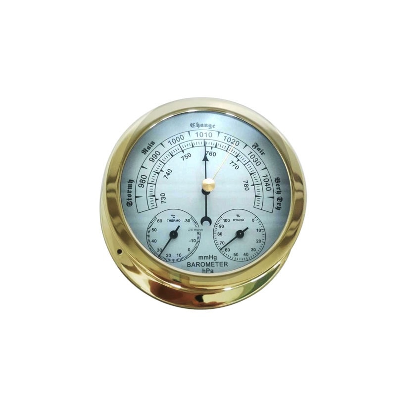 Temperature Humidity Pressure Three-in-One Copper Marine Liquid-Free Barometer Atmospheric Pressure Gauge Barometer Household