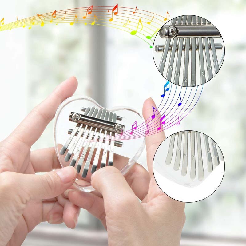 8 Key Mini Kalimba Musical Instrument Beginner Finger Piano Crystal Mbira Calimba Portable Percussion Keyboard with Package Box