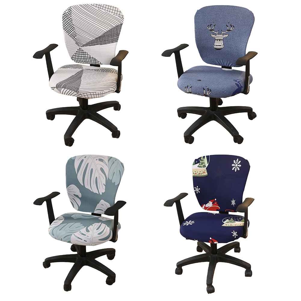 Housse de chaise d'ordinateur élastique extensible universelle couverture de chaise de bureau imprimée Spandex pour le dos et la Base de chaise de bureau d'étude à la maison