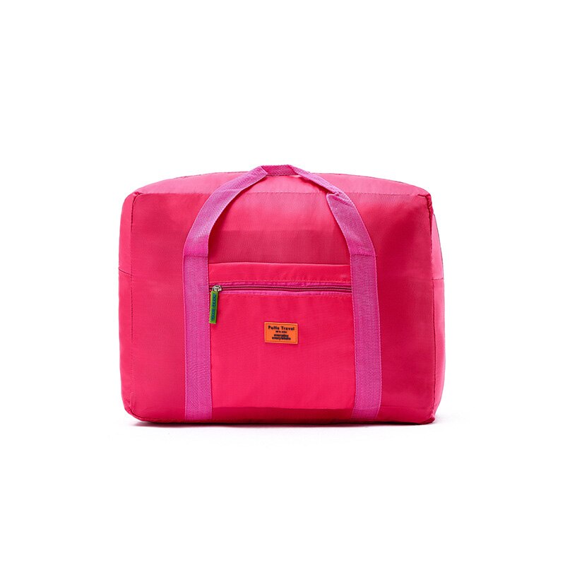 WaterProof Casual Travel Bag Large Capacity Bag Women nylon Folding Bag Unisex Luggage Travel Handbags: Rose red