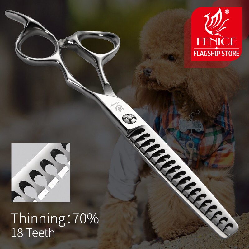 Fenice 6.5 inch Pet Grooming Dog Scissors for Bichon Pomeranian Thinning Rate 70% Japan 440C Thinning Shear