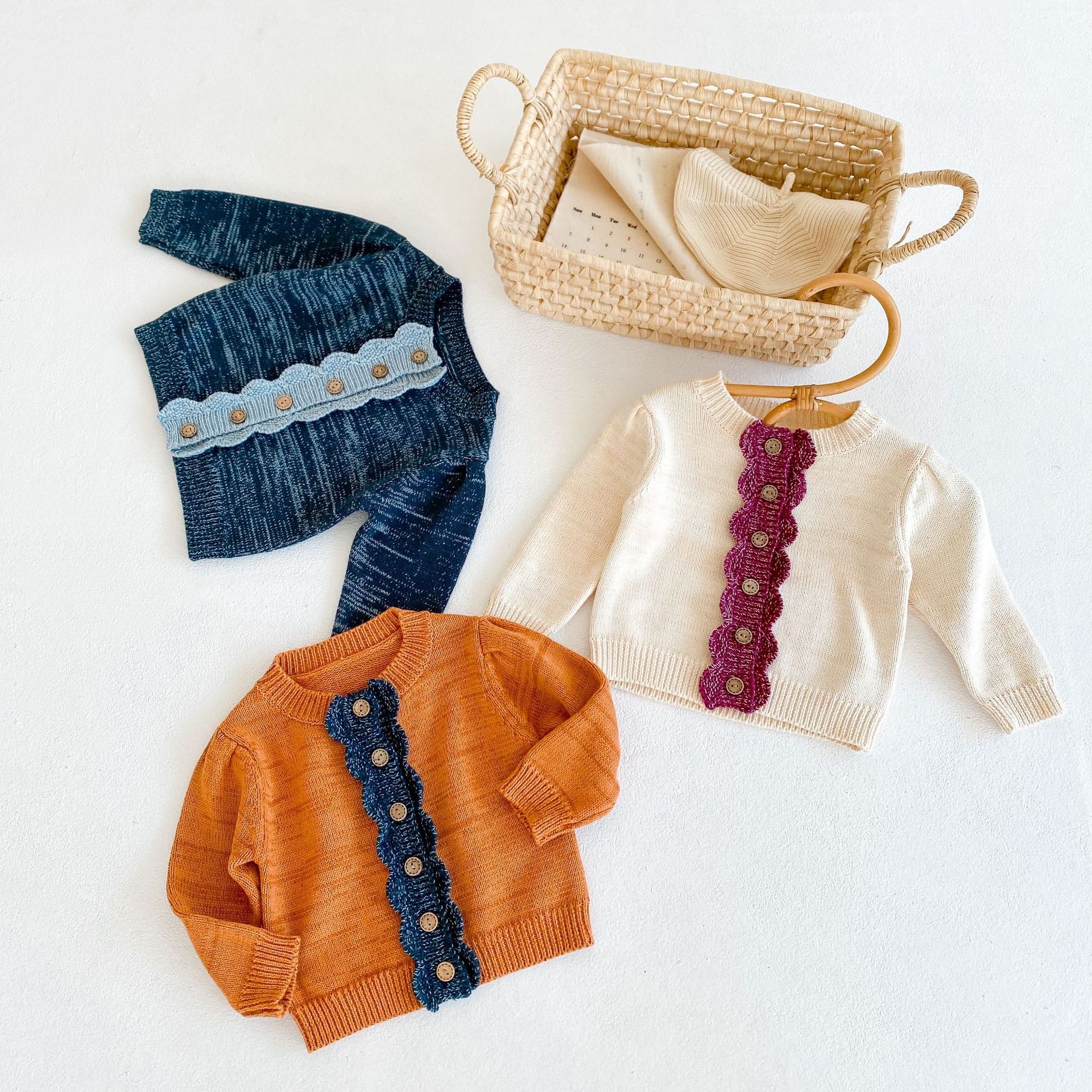 Zoete Meisje Bloem Trui Herfst Baby Lange Mouw Gebreid Vest Peuter Katoen Bodysuit Meisjes Trui Jas