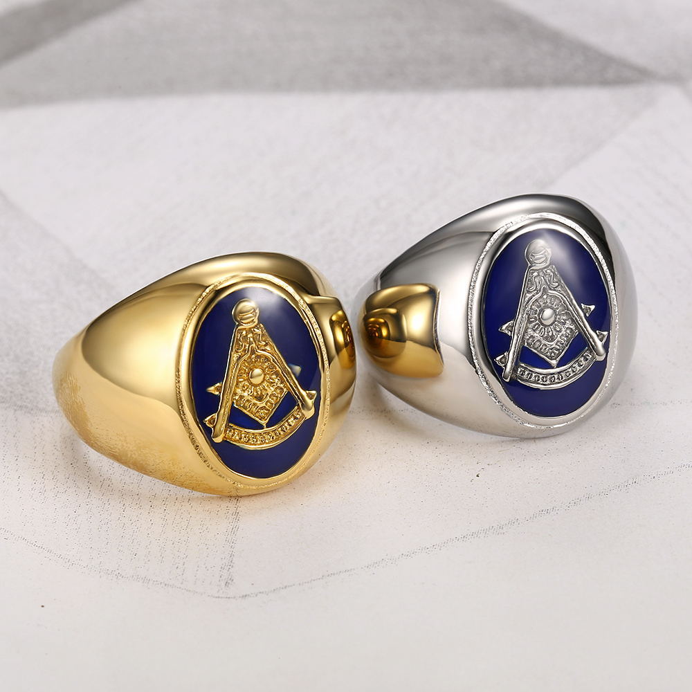 Guld silver färg frimureriet frimurare symbol guldton herr s 316l rostfritt stål frimurarring