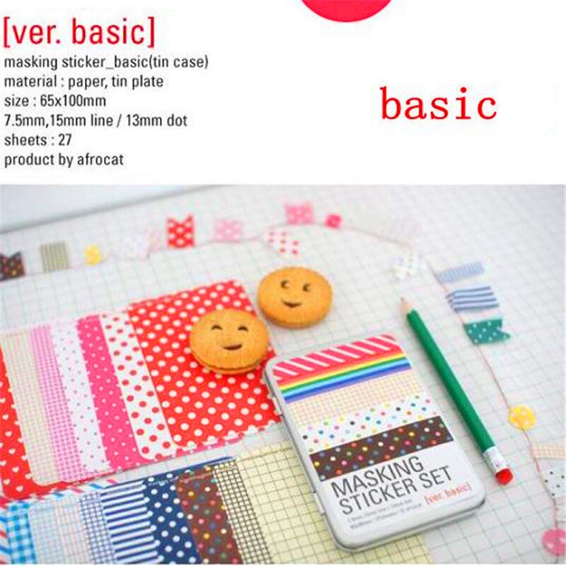27 sheets/bag DIY Cute Kawaii Paper Masking Sticker Set Stationery Office School Supplies For Diary Album Scrapbooking Student: basic