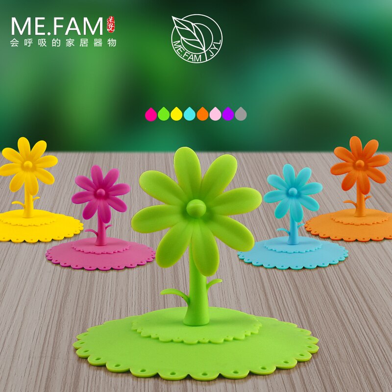 Me.fam 1 stuks schattige 3d kanten bloemen zonnebloem siliconen beker deksel 10.5 cm afdichting stofdichte hoes voor glazen keramische plastic mok