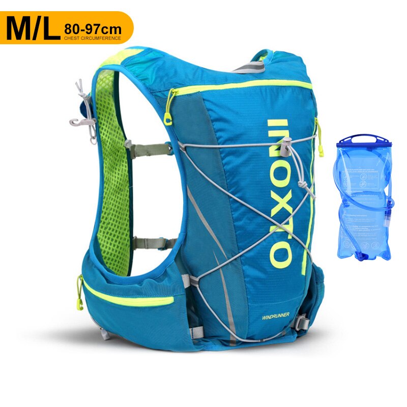 Chaleco de hidratación para correr de 8L, mochila para hombre y mujer, bolsas de agua para deportes al aire libre, Maratón, trotar, senderismo, mochila: Blue M 1500ML