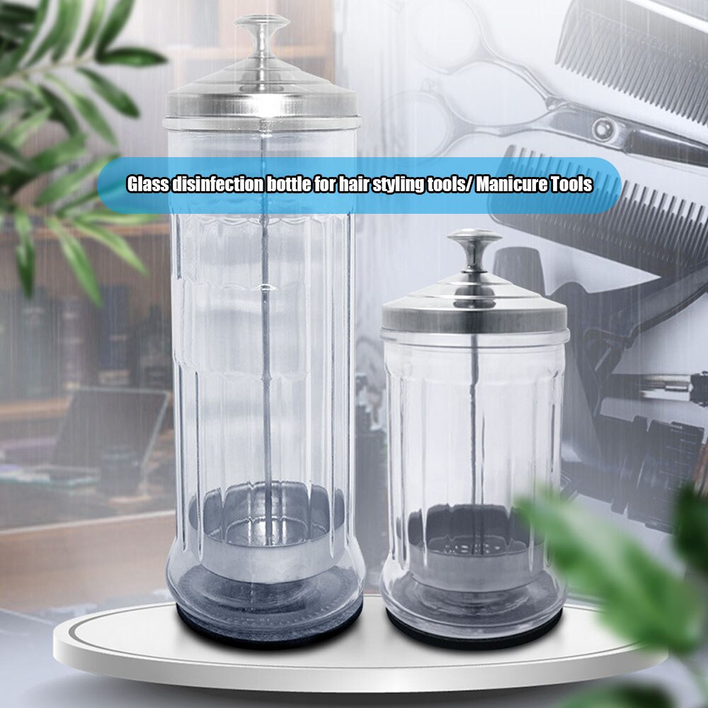 Salon Barber Disinfection Jar Sterilization Container Sanitizer Glass Manicure Disinfection Cup Hairdressing Tools