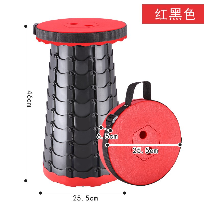 Plastic Stool Folding Stool Portable Outdoor Adjustable Telescopic Stool Net Red Train Subway Stool Giveaway: red black