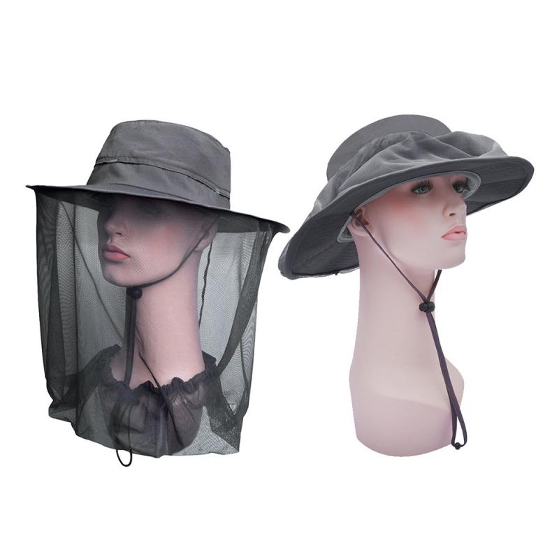 Al aire libre de la gorra de red senderismo pesca sol abeja, insecto de malla de cara máscara Herramientas de apicultura sombrilla cuello cubierta de la cabeza