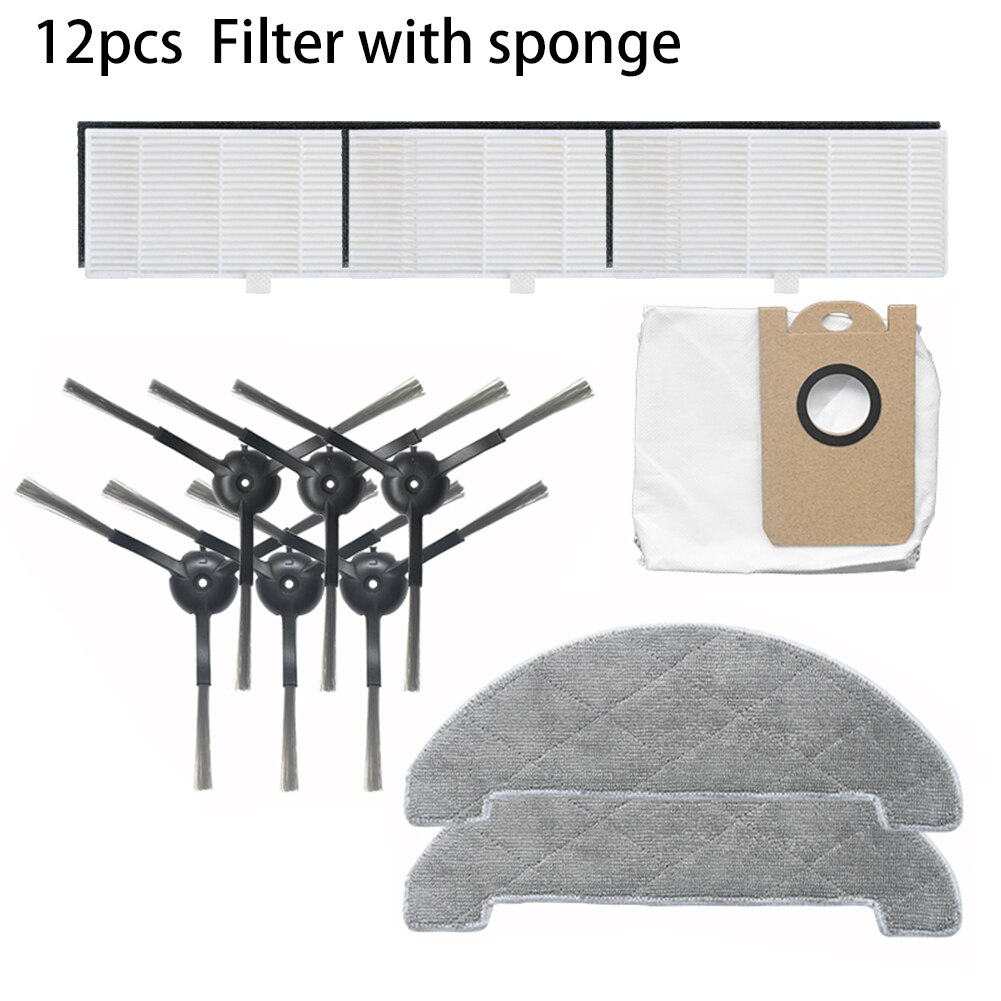 12/15 pièces Kit de lingette filtrante pour proscénic M7 Pro Robot aspirateur maison fournitures de jardin serpillière chiffons filtres sacs à poussière remplacement