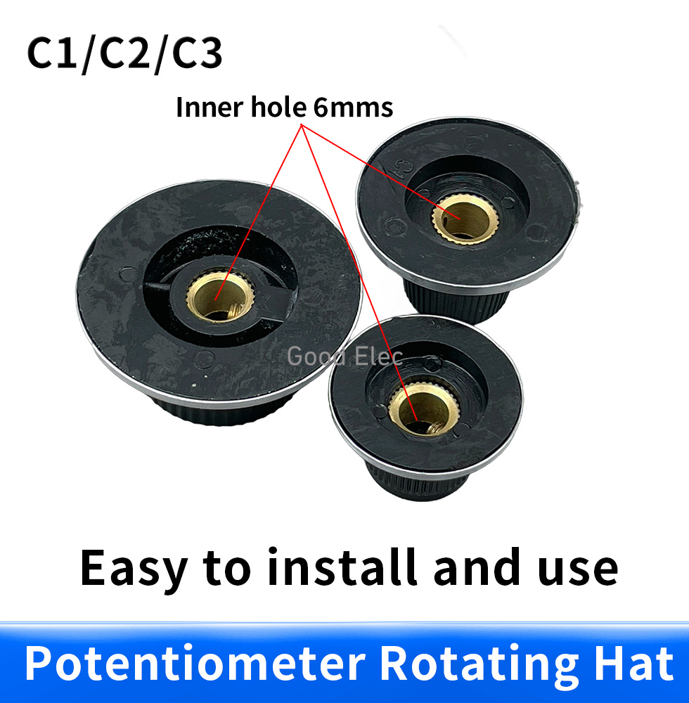 Potentiometer, vred, urtavla, aluminiumvred, digital vred ,37 mm x 15mm, hög 6.0mm innerdiameter