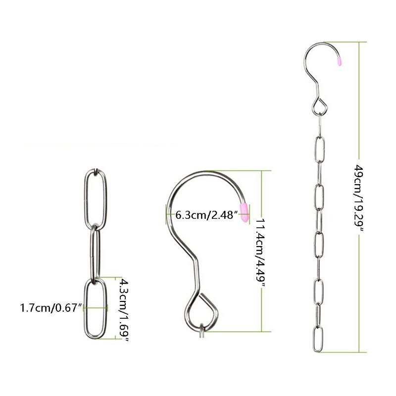 Stainless Steel Clothes Market Shop Display Hanging Chain Hooks With Ring Hanger
