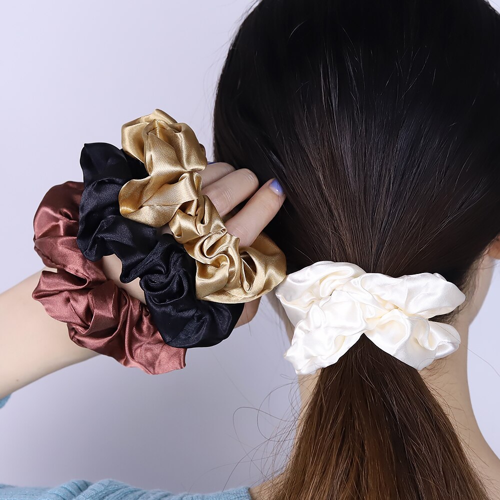 Chouchous élastiques en Satin de soie pour femmes, nouveaux accessoires pour cheveux de noël