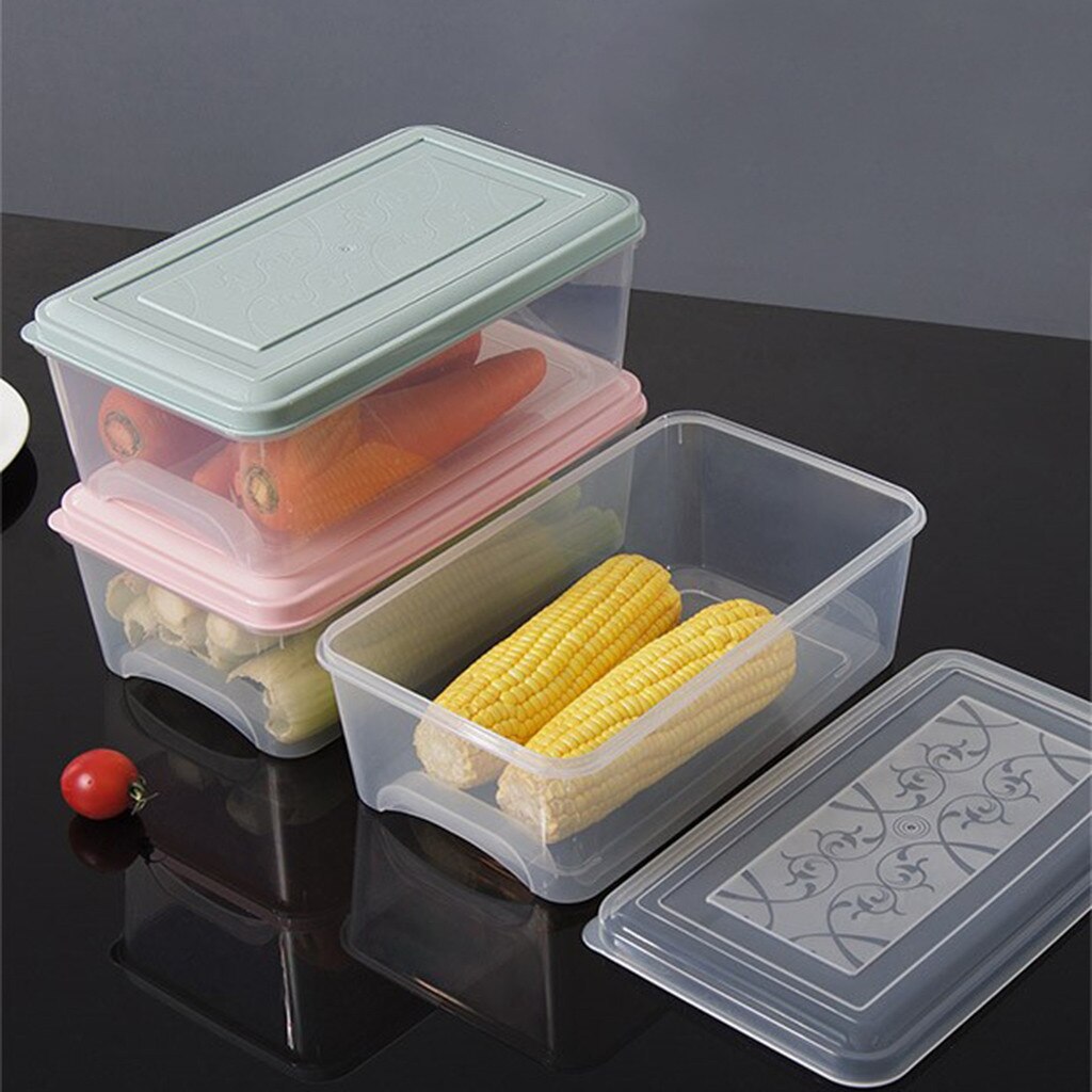 2#Kitchen Plastic Food Vegetable Storage Container Organizer Fridge Storage Box Food Containers Small Refrigerator Storage Boxes