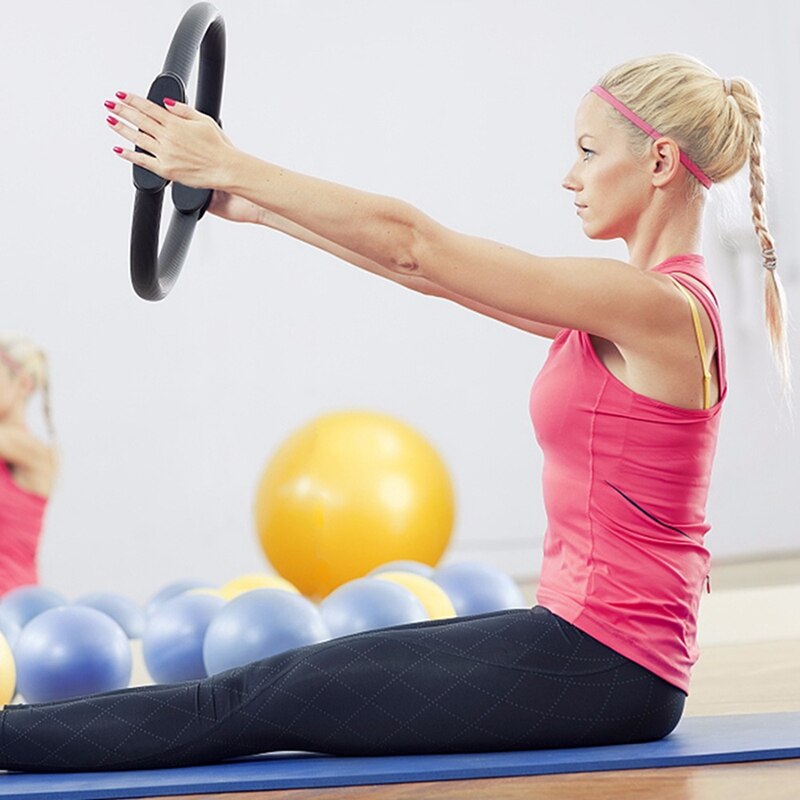 2 st pilatesring magisk cirkel kroppssport träning fitness styrka yogaverktyg-svart & lila