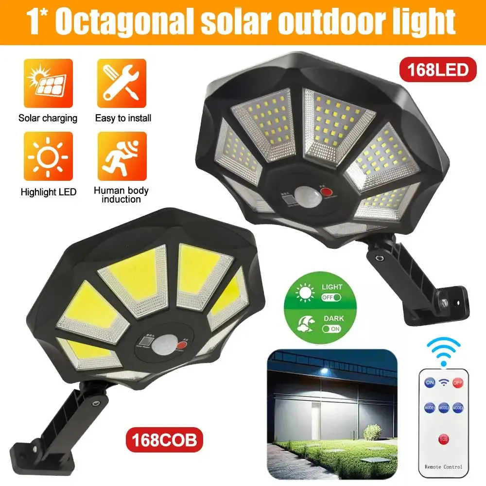 Solar Lights Outdoor With 3 Mode Waterproof Motion Sensor Security Lighting Wall COB Street Lamp for Garden Patio Garage Light