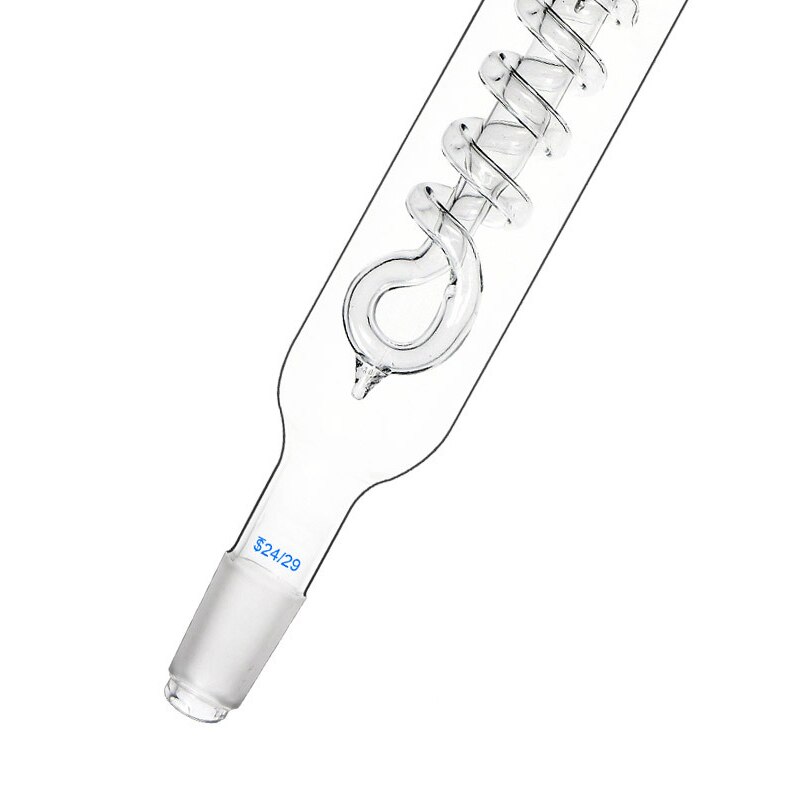 Lab Glass Coil Reflux Condenser,200/300/400mm Length, 24/29,19/19 Joint,Coil Reflux Glass Condenser