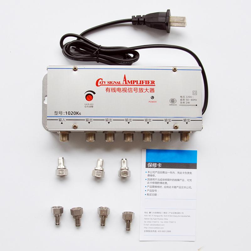 1 in 6 out CATV Cable TV Antennas Signal Amplifier AMP Antenna Signal Booster Splitter Home TV Equipments 220V 50-60Hz US Plug