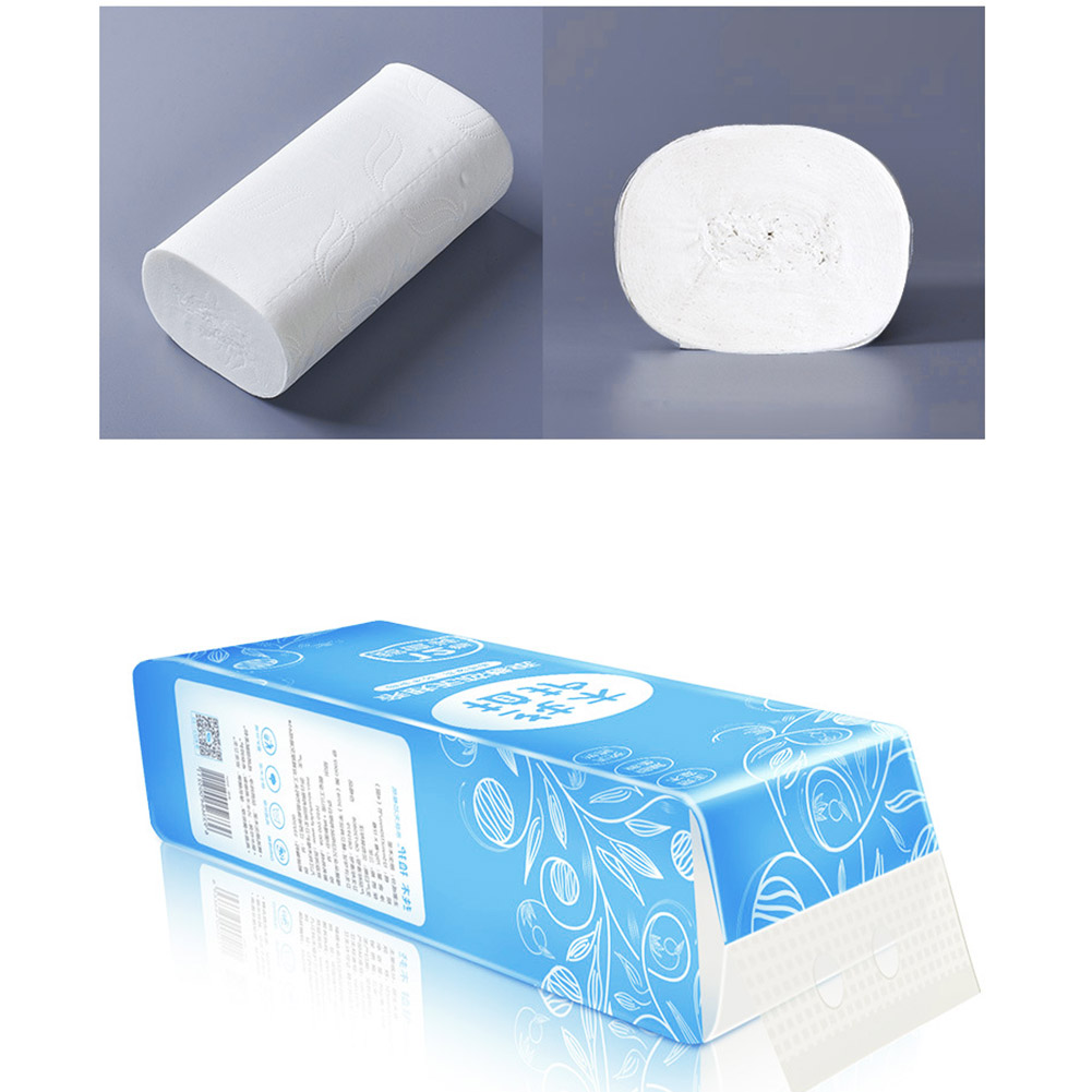 12 Rolls Coreless Roll Paper 4-Layer Thicken Wood Pulp Paper Towel Household Toilet Paper Bathroom Tissue Wetable Nakin Paper
