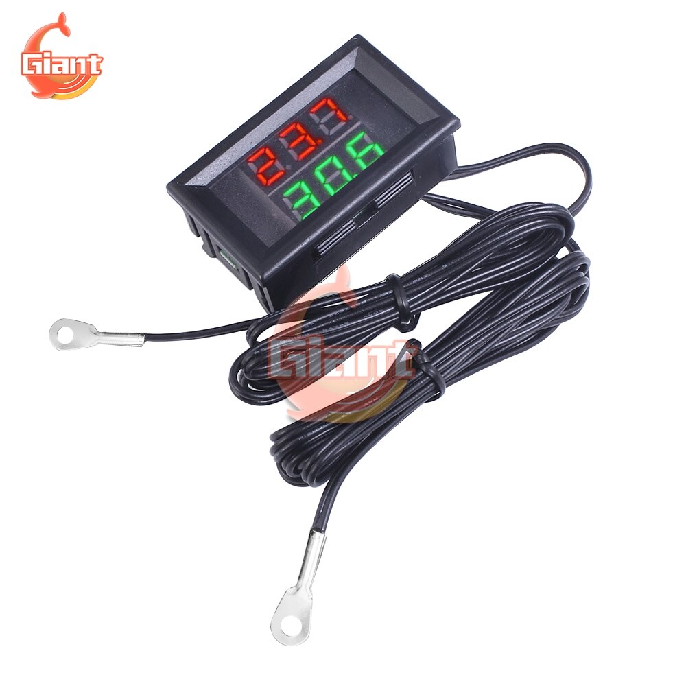 Mini Dual Anzeige Digital Thermometer Dual NTC Wasserdichte Metall Sonde Temperatur Sensor Tester für Auto Zimmer drinnen DC 4-28V 12V