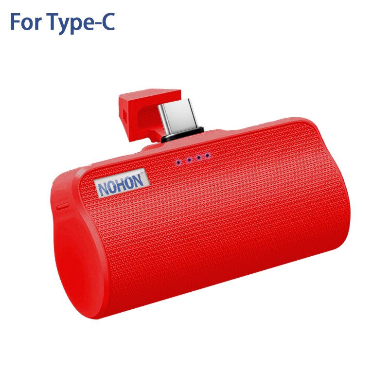 NOHON-Banco de energía para iPhone, Xiaomi, Samsung y Huawei, interfaz Micro tipo C de Apple, cargador de batería externo portátil de 3000mAh: Red For Type-C