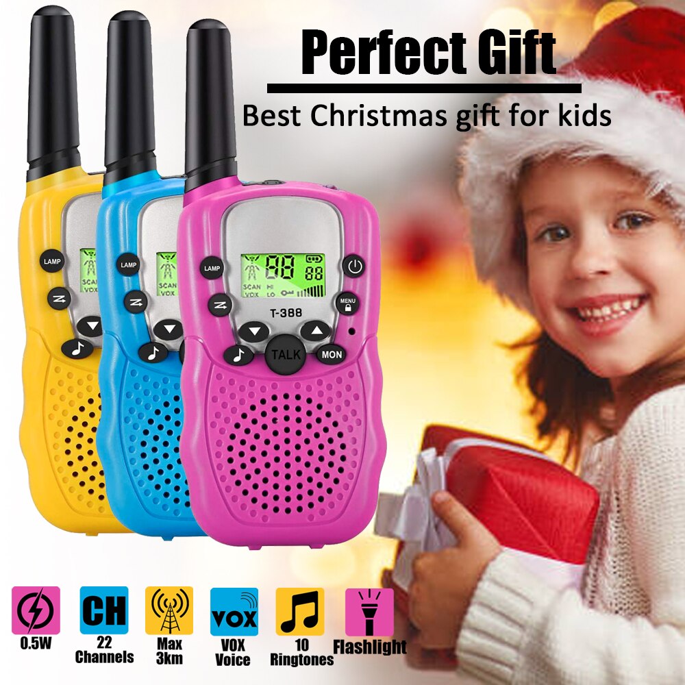 2/3 Pack Kids Walkie Talkies 3km Range 22 Channels 2 Way hand-free interphone Mini Two-Way Radio Station Family Camping