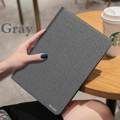 For Lenovo Phab Plus PB1-770M 6.8" Tablet Case MUltra-Slim PU Leather Flip Protective Cover Retro Solid color Soft Shell: gray