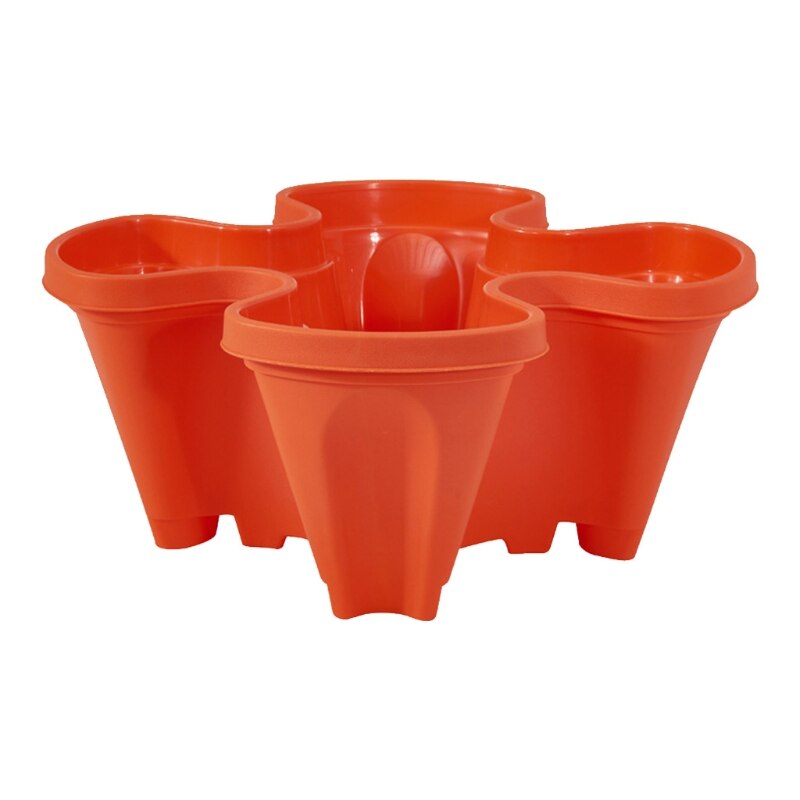 Stand Stacking Planters Strawberry Planting Pots with Drainage Holes Plastic Flower Pot Plant Permeable Type: Red