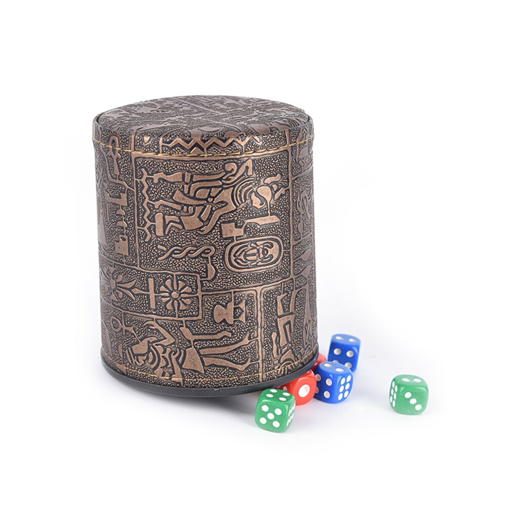 1 Pcs Egyptische Patroon Bruin Lederen Rune Dice Cup Aanpassen Goede Marbit