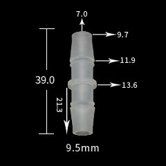 10 stk pagoda plastik slangesamling 1.6 2.4 3.2 4 4.8 5.6 6.4 8 9.5 10 mm rørslangetilbehør: 9.5mm gennemskinnelig