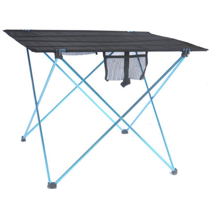 Mesa ligera de aluminio para pesca, Picnic, playa, plegable, para exteriores, portátil, para mochilero, Camping, enrollable: Azul