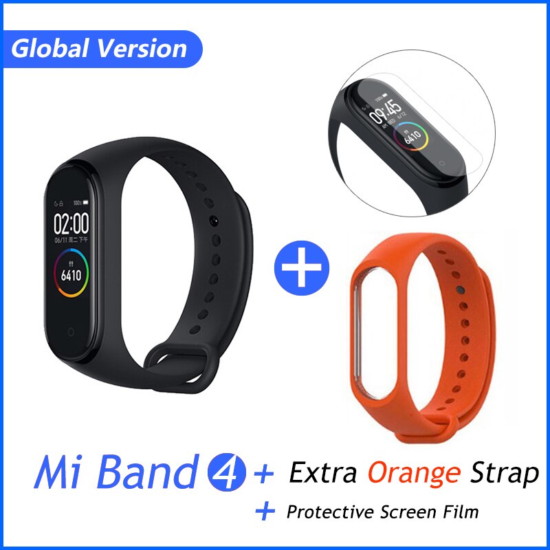 Xiaomi Mi Banda 4 Più Nuovo Sport Miband 4 Braccialetto Intelligente di Frequenza Cardiaca Fitness Traker 135mAh di Colore Dello Schermo di Bluetooth Impermeabile 5.0: GB add orange film