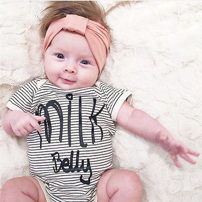 los más nuevos niños bebé niña de manga corta de algodón infantil a rayas mono ropa trajes