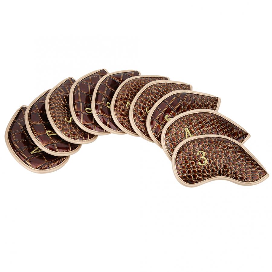 10 Stks/set Putter Cover Headcover Waterdichte Pu Iron Club Head Cover Putter Hoofd Covers Met Afdichting Haak Lus