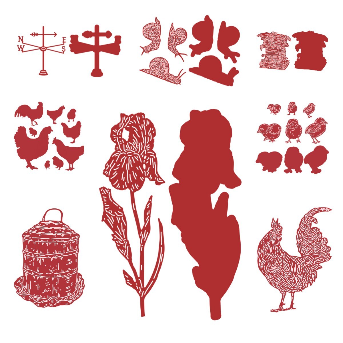 Chicken And Bird Metal Cutting Die Scrapbook Embossed Paper Card Album Craft Template Cut Die Stencils for 2022: 8pcs-dies