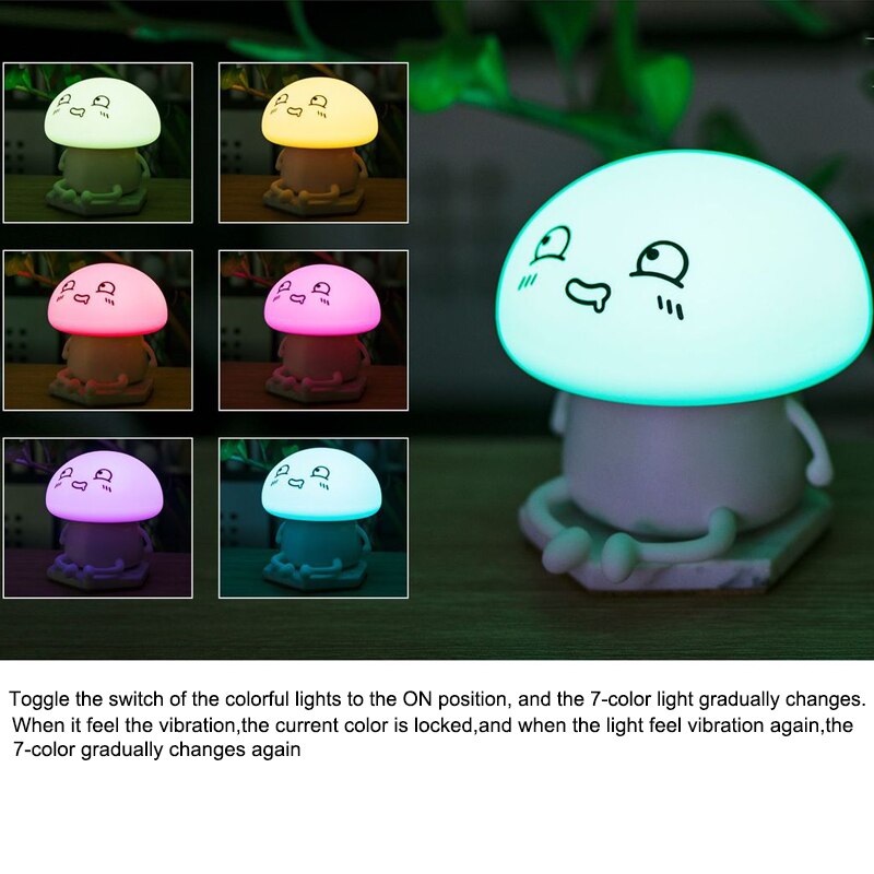 Silicone Light Touch Sensor LED USB Pat Light Cartoon Cute Pet Colorful Atmosphere Light Night Light for Kids Bedroom: 0.2W 7-colors