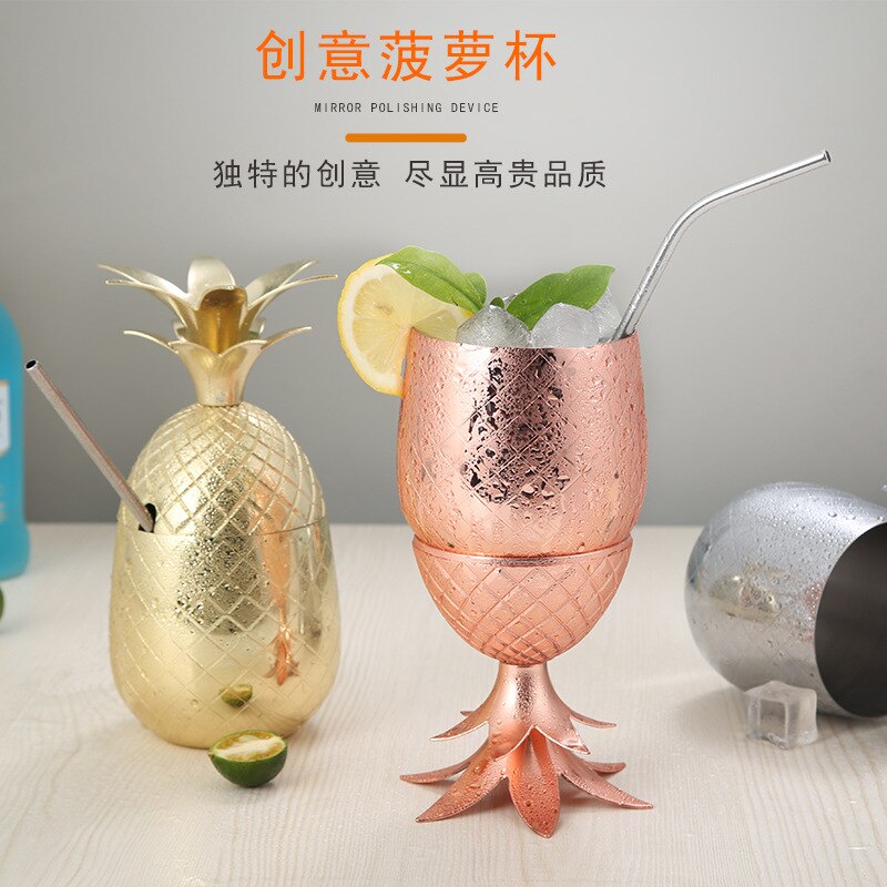 Verre à cocktail ananas en acier inoxydable de 500ml, verre à vin en métal, tasse de mule de moscou, verre à cocktail moléculaire spécial et bar