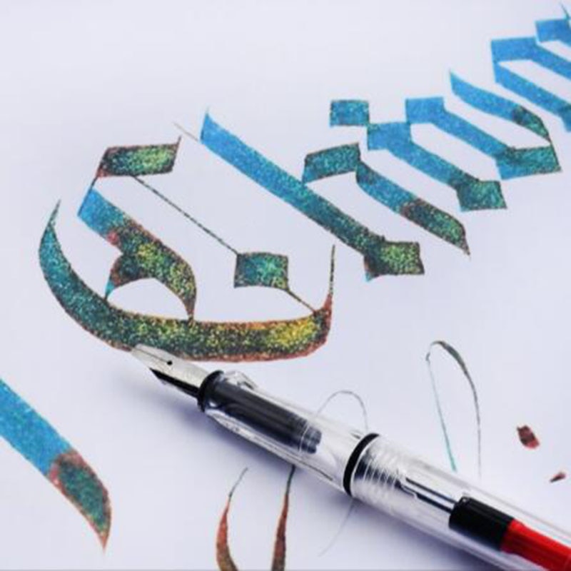 Stylo parallèle, style gothique, calligraphie anglaise, stylo tibétain, avec pôle Transparent, style Art à tête plate