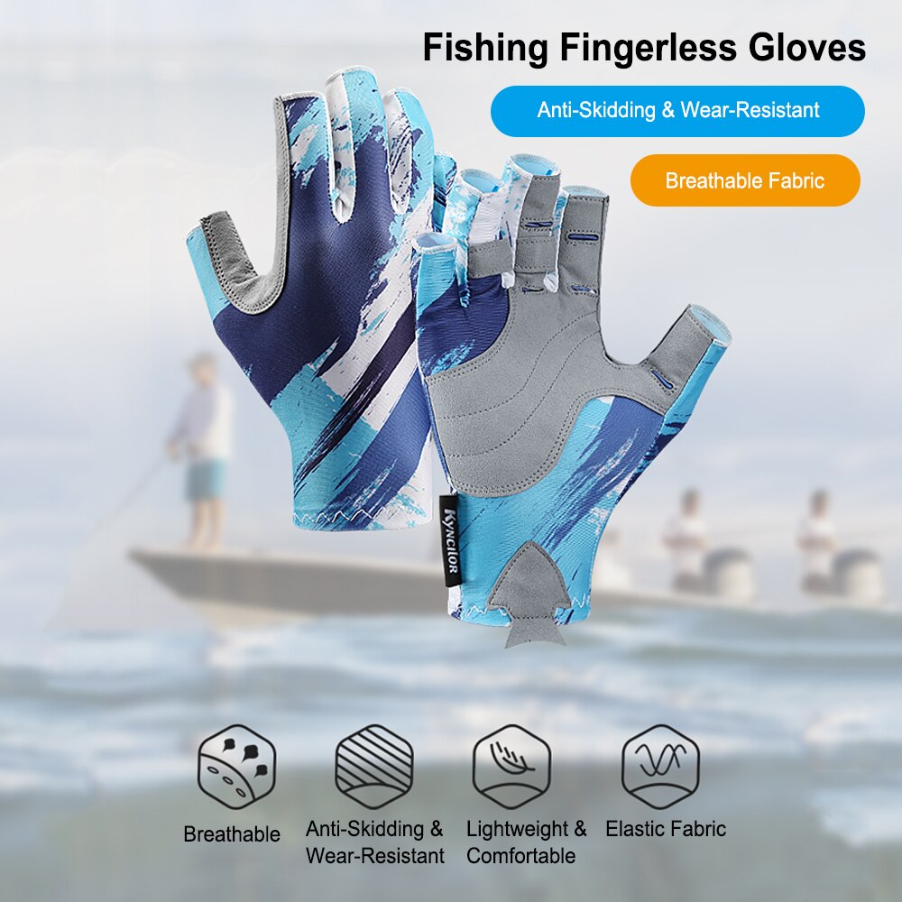 Kyncilor Vissen Handschoenen Mannen Vrouwen Ademend Slijtvaste Sneldrogende Vingerloze Microfiber Leer Vissen Handschoenen Fietsen