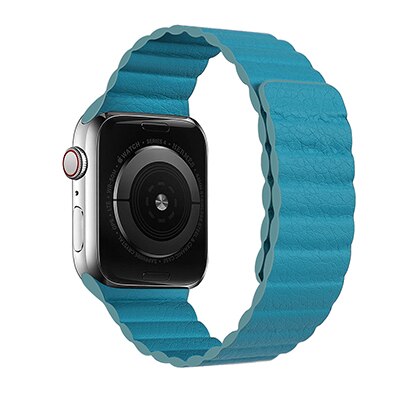 Magnetisk rem til apple watch læderløkke til apple watch rem 44mm 40mm erstatning iwatch series 5 4 3 2 1 urremme: Lyseblå / For 38mm og 40mm