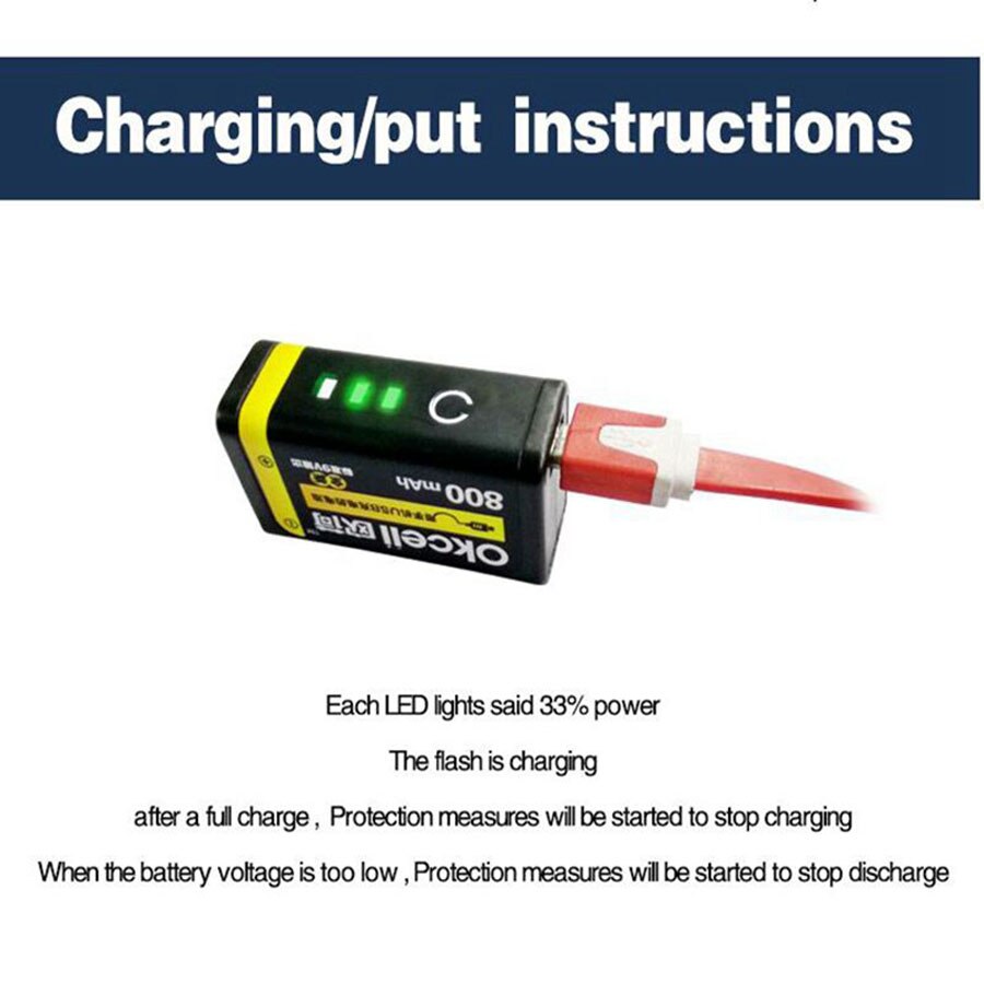 2pcs 9V Rechargeable Battery 800mAh USB Battery Portable OKcell Micro USB Batteries For RC Helicopter Model Microphone Bateria