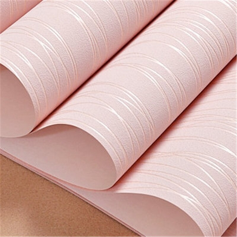 Blå / beige / rosa vertikal pinstripe enfärgad non-woven tapet vardagsrum tv bakgrundsrum väggpapper rulle heminredning: 7065