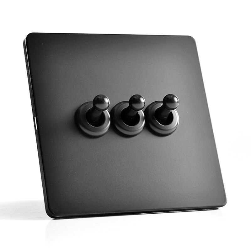 Matte Black Stainless Steel Panel Toggle Switch 86 type Antique Wall Switch 1 GANG/ 2 GANG/ 3 GANG