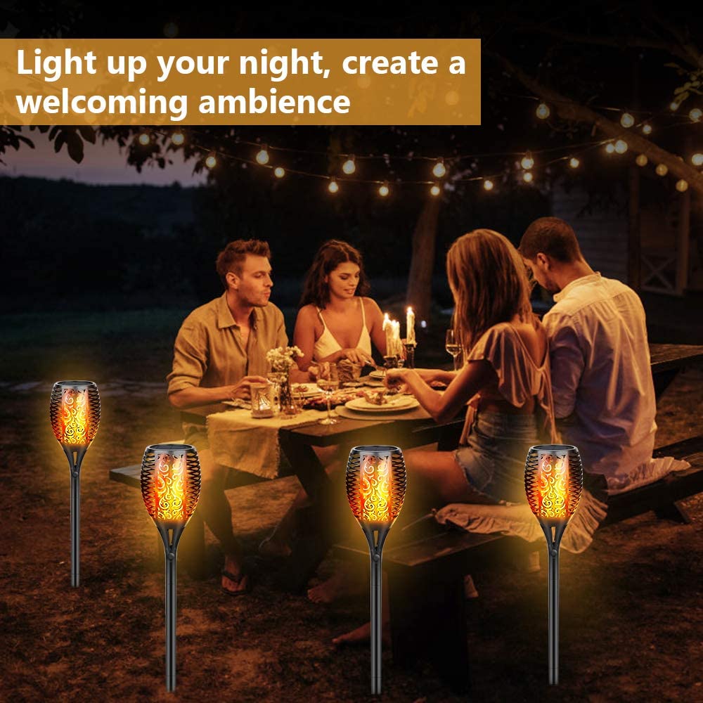 Solar Torch Light Outdoor 96 Led Tiki Torches with Flickering Flame and Three Lighting Modes Waterproof Decoration Lighting