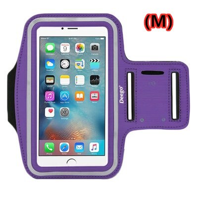 Universal Outdoor Sports Phone Holder Armband Case for apple Iphone 7 Gym Running Phone Bag Arm Band Case for xiaomi mi8 note7: purple-M