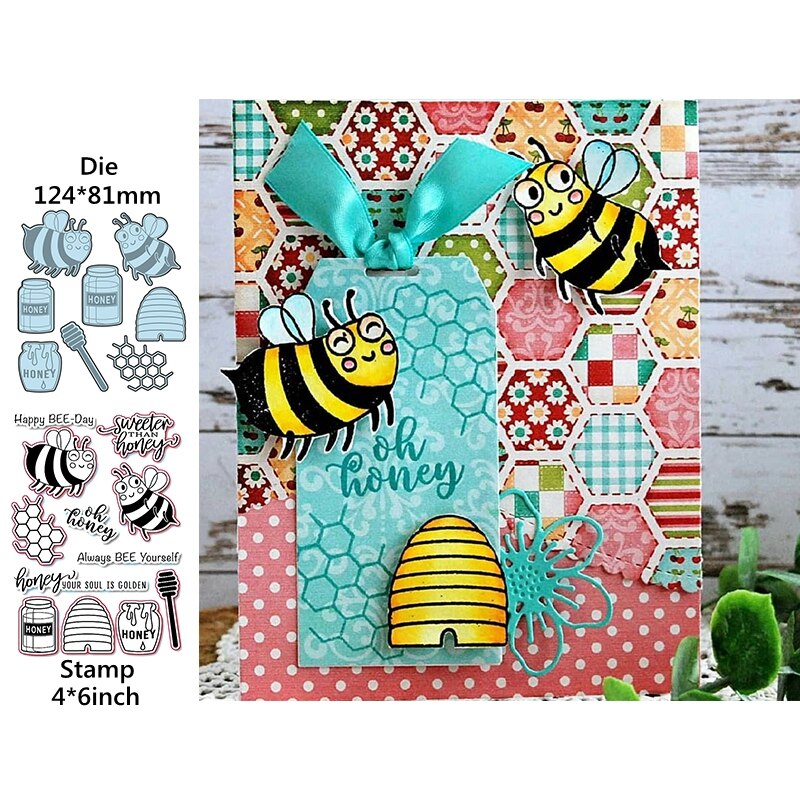 Noël cerf/orignal ours câlin miel abeille anniversaire éléphant sorcière chaussures + Phrases bénédictions matrices et timbres pour bricolage carterie: WW0954A1H5830 / Stamp