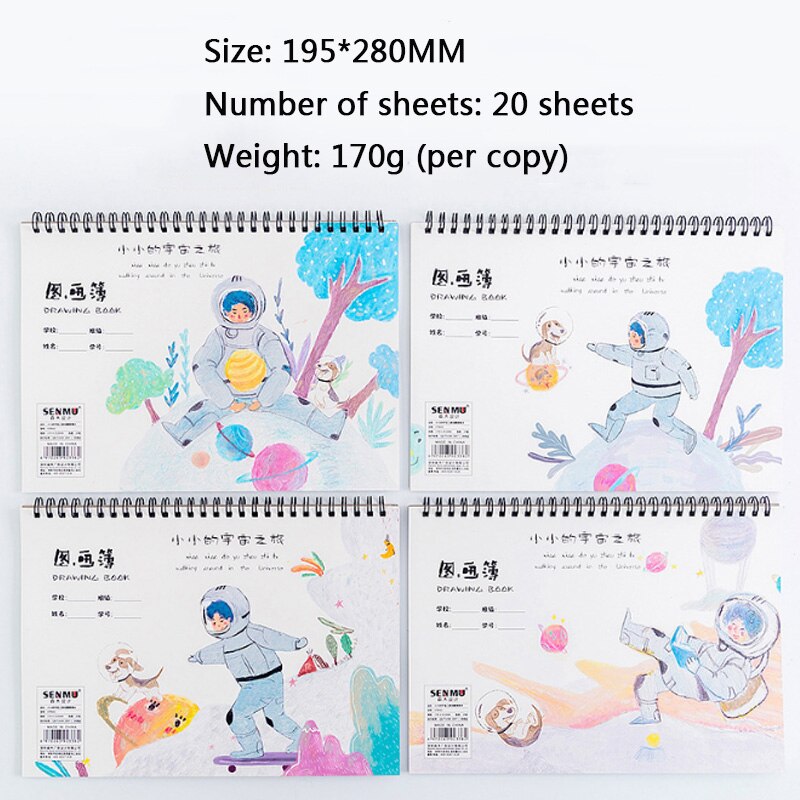 1Pc Cartoon Opleving Coil Foto Boek A4 Handgeschilderde Schets Blank Art Notebook Kinderen Kleuterschool Doodle Notepad Studen: 1