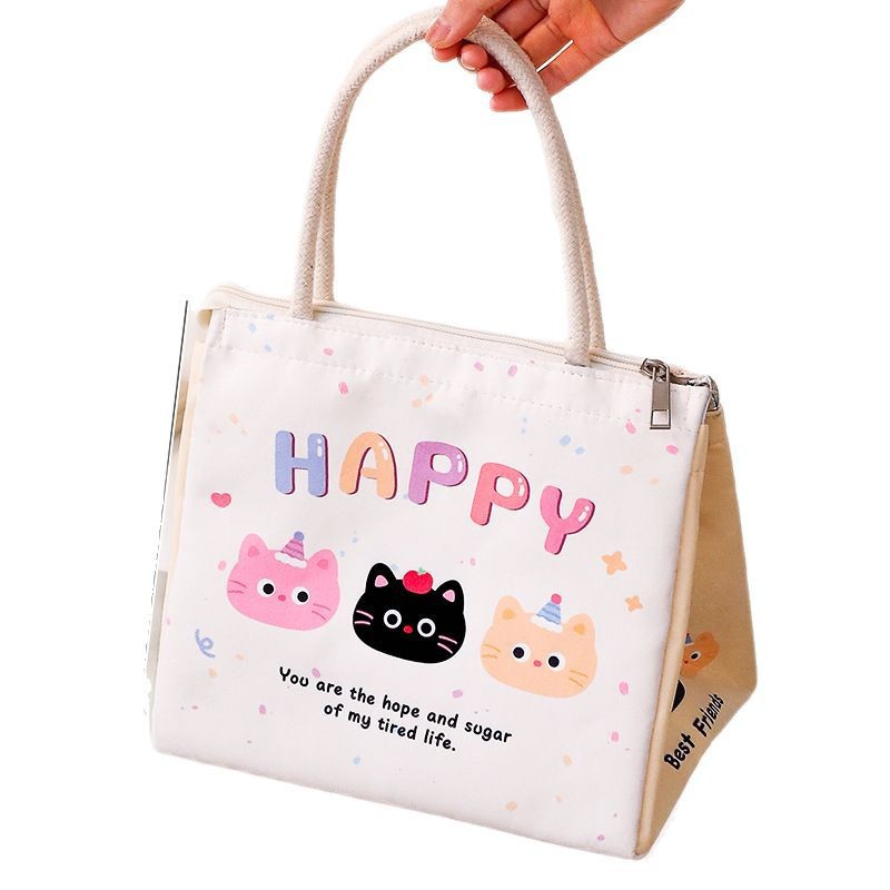 Cute Cartoon Lunch Box for Work and Students, Portable Aluminum Foil Insulated Lunch Box, Large Capacity Picnic Bag